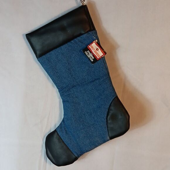 Harley-Davidson Denim & Faux Leather Studded Christmas Stocking - Picture 3 of 6